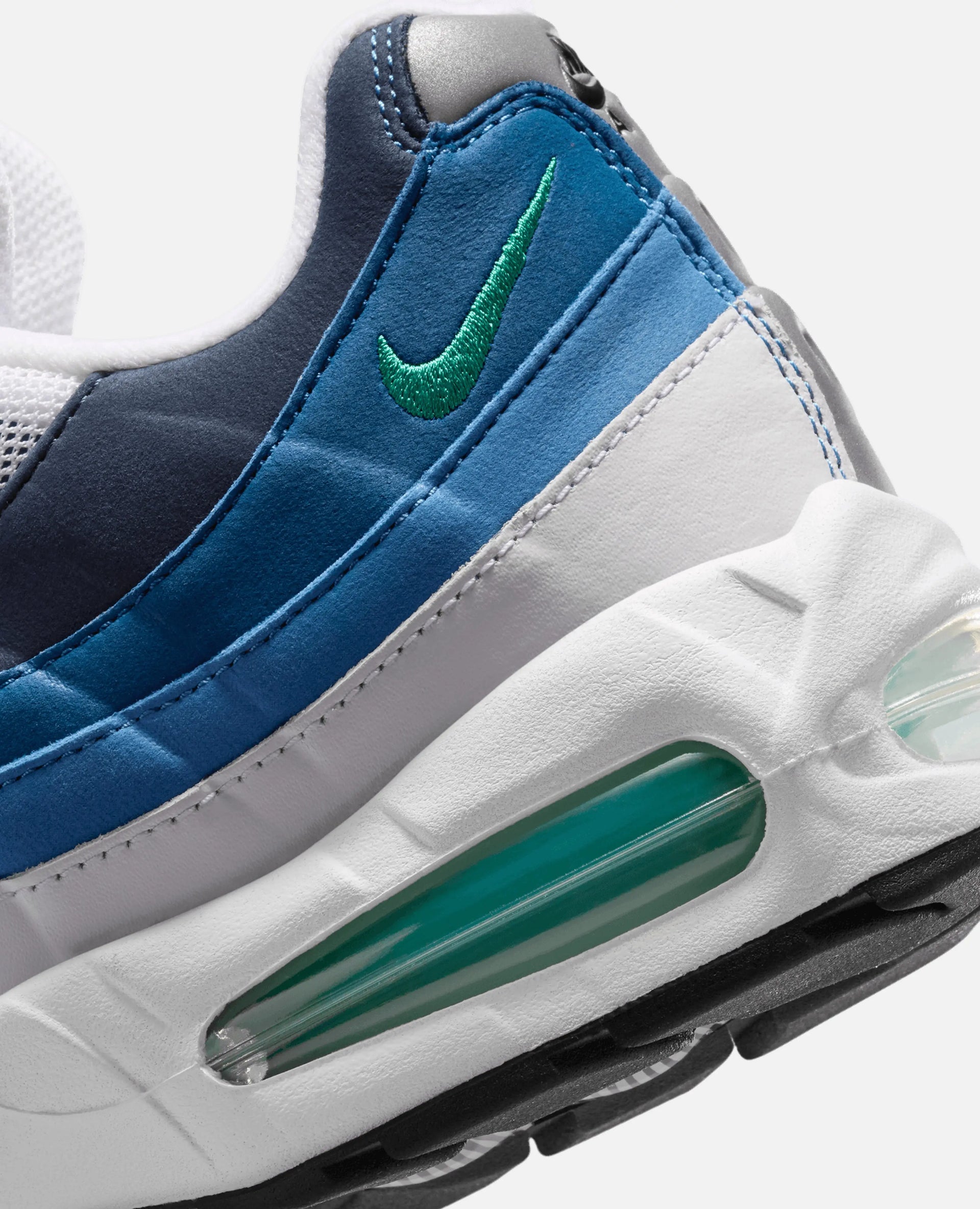 Nike Air Max 95 Big Bubble (White/Emerald Green-Lake Blue-French Blue-Obsidian-Black) Nike