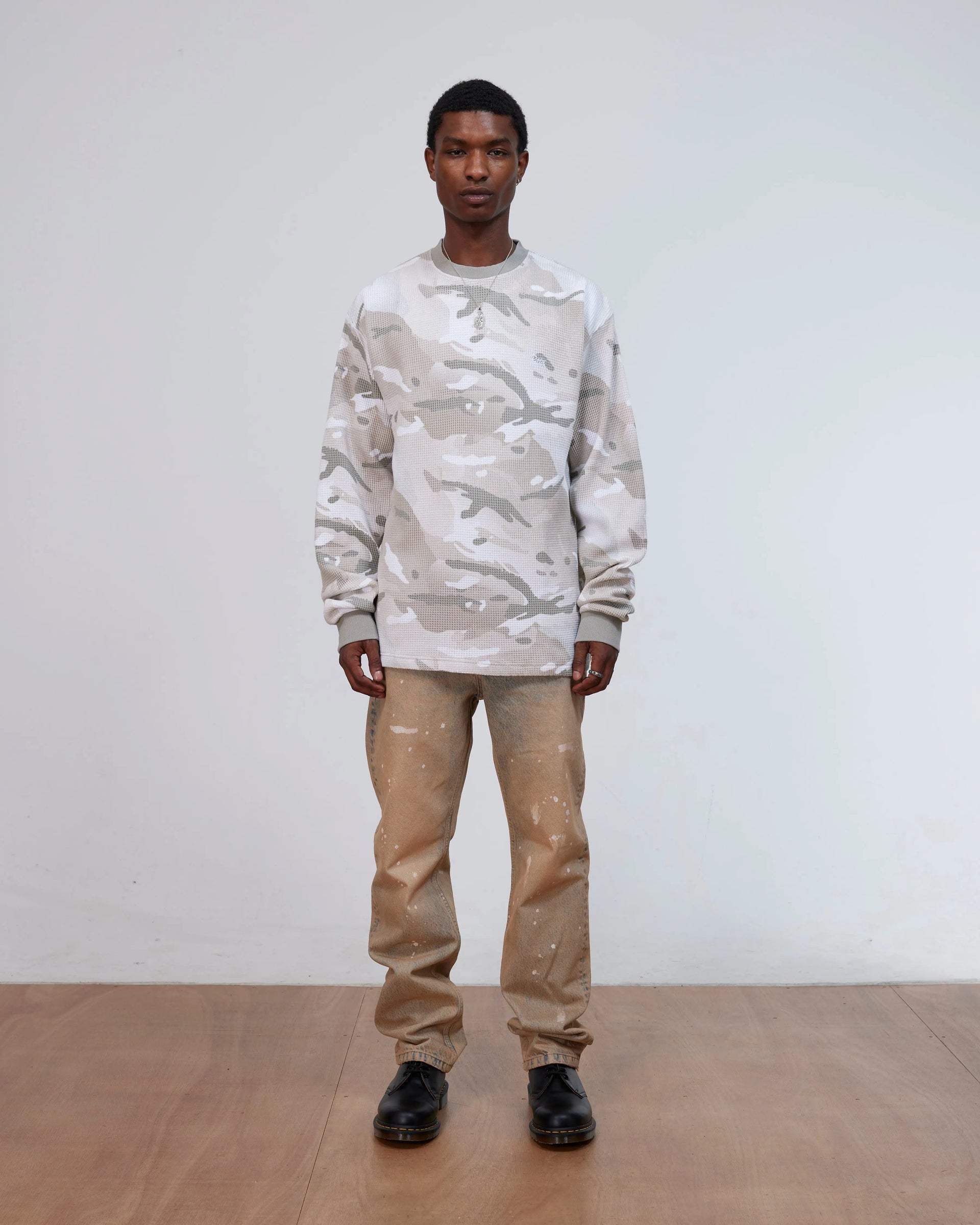 Patta Ghost Spray Camo Waffle Long Sleeve (Pussywillow Grey) Patta