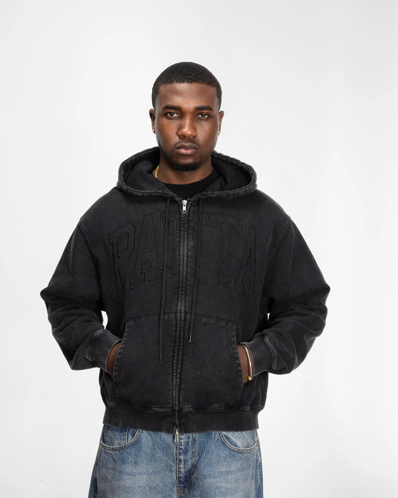 Patta Loopback Logo Zip Hooded Sweater (Moonless Night) Patta