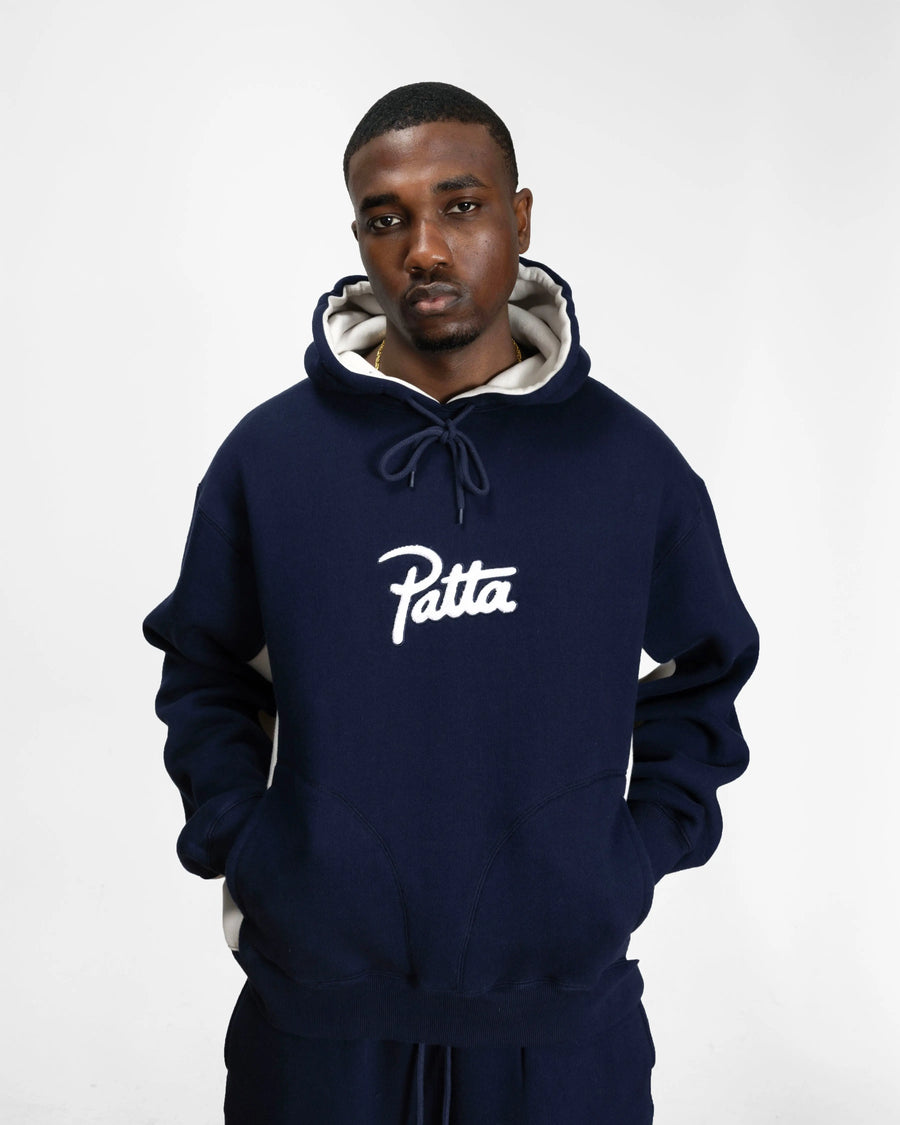 Patta Chenille Logo Hooded Sweater (Black Iris) Patta